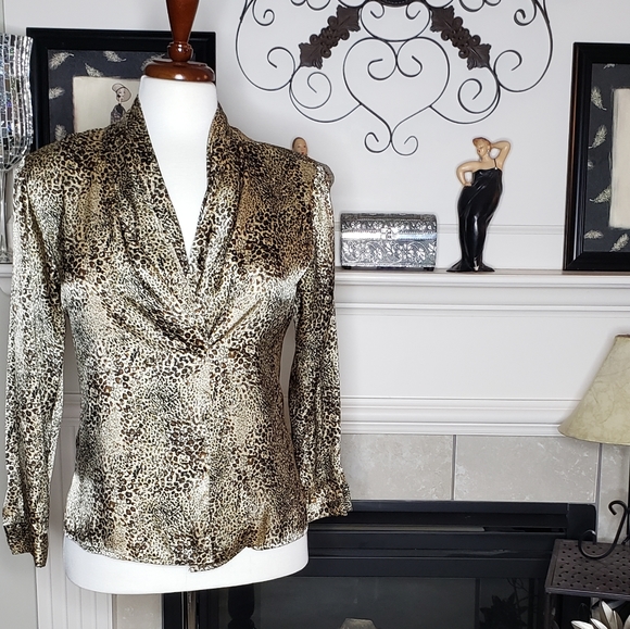 Notations Leopard Print Blouse - Picture 1 of 4